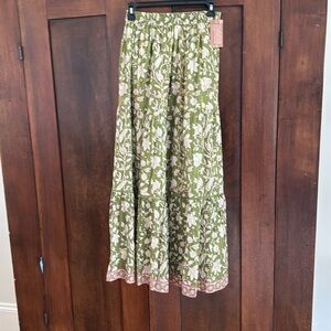 Clara the Label Lana Maxi Skirt in Green Floral